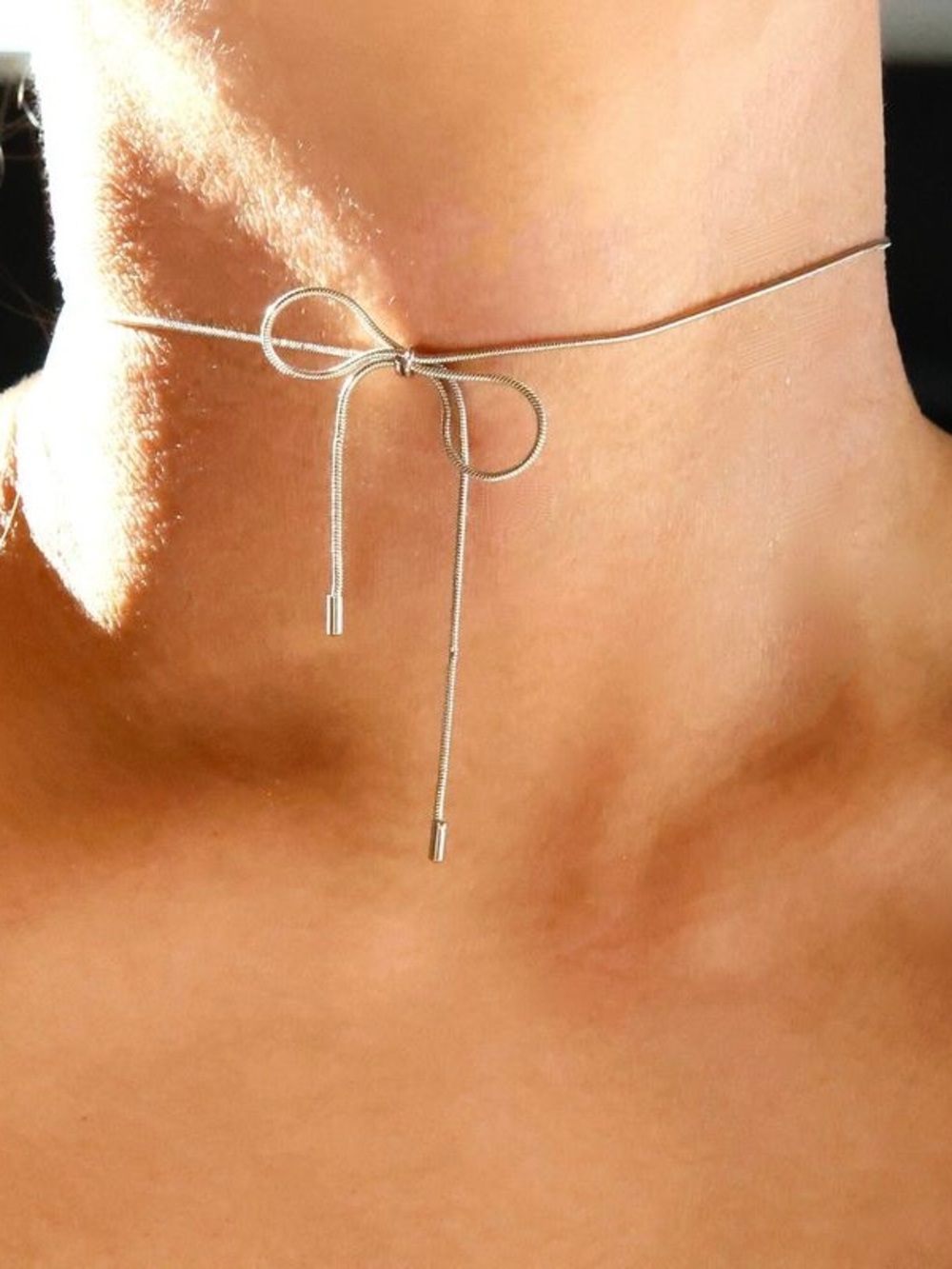 ARE YOU AM I Delicate Gold Bow Tie Choker Necklace